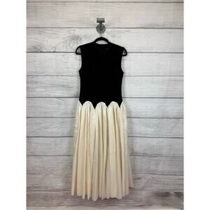 Beulahstyle Women's Black & Ivory Drop Waist Organza Midi Dress Size Medium